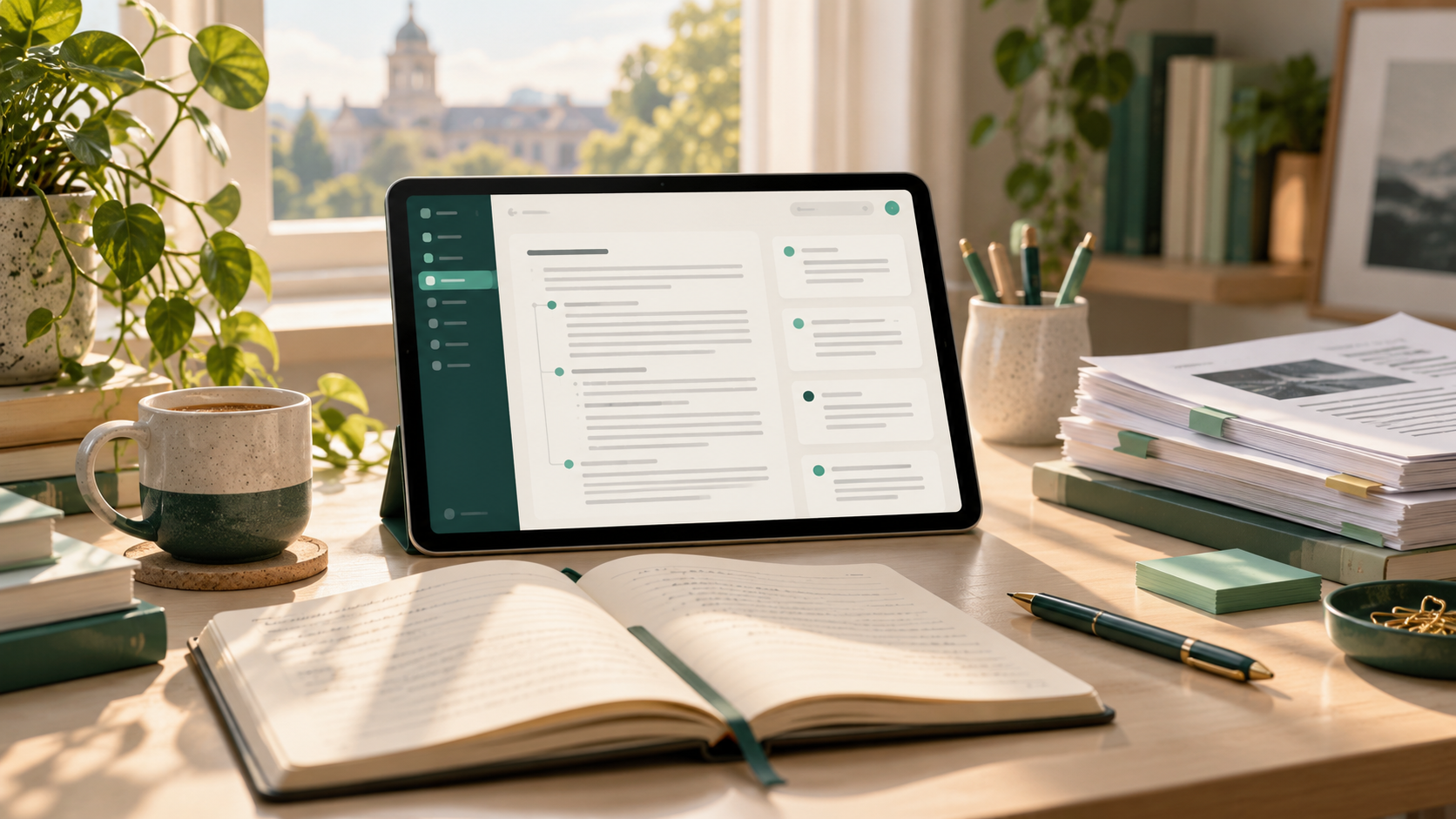 Concept view of an academic research workspace